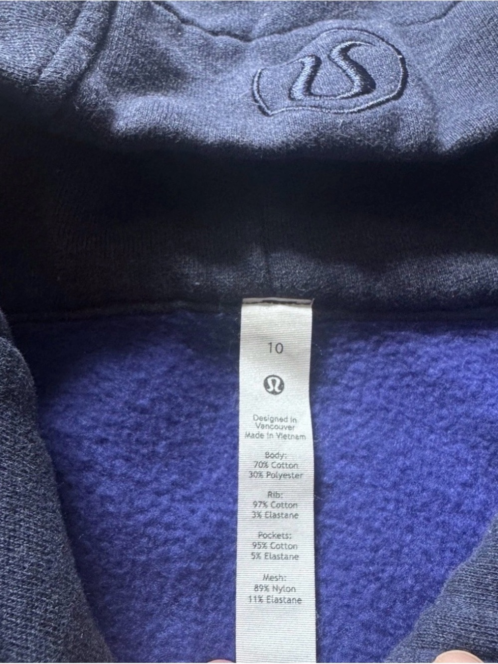 lululemon athletica Scuba Hoodie Full Zip Womens Navy Hoodie Jacket size 10 - Picture 4 of 6